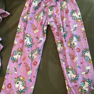 Whimsical Unicorn Kids Pajama Set- Purple